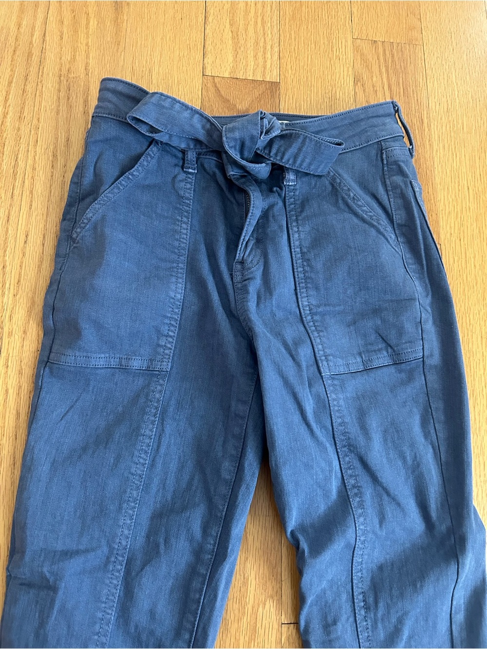 SO High-Waist Pants with Bow in Slate Blue Size 0